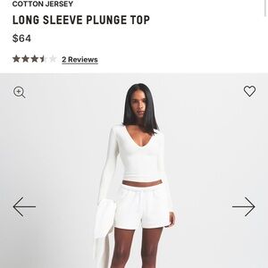Skims COTTON JERSEY LONG SLEEVE PLUNGE TOP | MARBLE XS